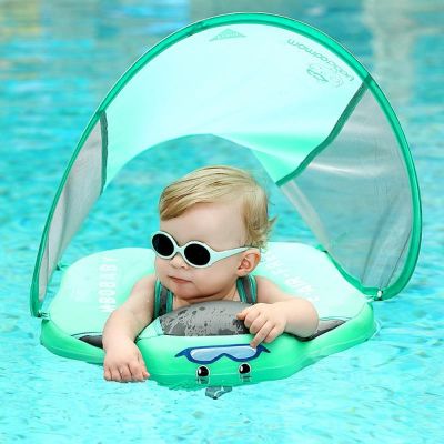 Baby Swimming Float With Sun Canopy Summer Infant Floats Swimming Ring Trainer Inflatable Waist Swim Ring For Toddler Pool Toy