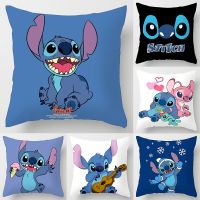 45*45CM Disney Lilo and Stitch Pillowcase Cute Blue Stitch Room Sofa Home Decor Waist Pillow Cases Kids Car Throw Cushion Covers