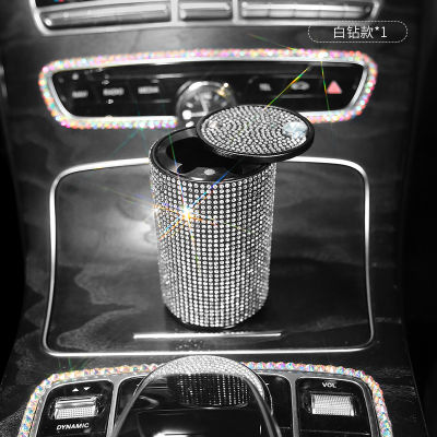 Ashtray with Lid for Car Bling Rhinestone Portable Cup Holder Home Outdoor Interior Women Accessories Stylish 8 Colors