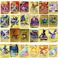 【LZ】 Spanish/English24pcsPokémon Cards Metal Pokemon Letters Spanish Pokemon Iron Cards Mewtwo Pikachu Gx Charizard Vmax Cartas Pokém