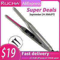 Mini Hair Curler Pencil Hair Straightener 2 in 1 Ceramic Thinnest Narrow Flat Iron with LED Display for Short Beard Hair