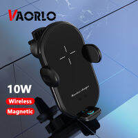 VAORLO ที่ชาร์จที่ชาร์จในรถไร้สาย10W QI ที่ชาร์จปลั๊กแม่เหล็กที่ชาร์จที่วางโทรศัพท์ในรถอัตโนมัติตัวนำสามารถใส่ได้กับ Iphone Xiaomi ชาร์จเร็ว Huawei