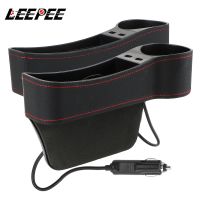 Car Organizer Crevice USB Charger Bottle Cups Holder Slit Leather Storage Accessories