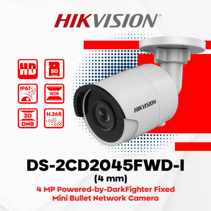 Hikvision DS-2CD2045FWD-I 4 MP Powered-by-DarkFighter Fixed Mini Bullet ...