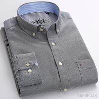 【CW】☎  Mens Fashion Sleeve Oxford Shirt Design Standard-fit Button-down Collar Shirts