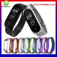 BassPal โลหะ Milanese หัวเข็มขัดสำหรับ Xiaomi Band 3 4 5 6 7สายรัดข้อมือโลหะ Milanese สำหรับ Miband3 Miband4 Miband5 Miband6 Miband7สร้อยข้อมือสแตนเลสหัวเข็มขัดสายรัดข้อมือ