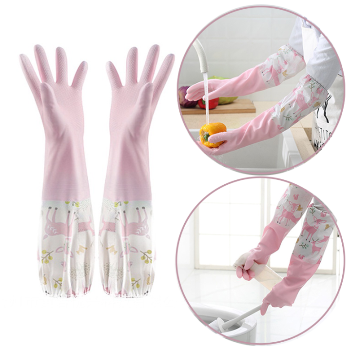 Latex Dishwashing Gloves Kitchen Cleaning Waterproof Gloves Toilet