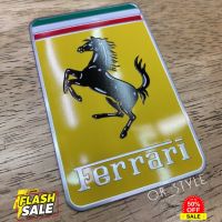 โลโก้ FERRARI เพลทอลูมิเนียมบาง ขนาด 5x8cm #สติ๊กเกอร์ติดรถ ญี่ปุ่น  #สติ๊กเกอร์ติดรถยนต์ ซิ่ง  #ราคาสติ๊กเกอร์ติดรถยนต์ 3m  #สติ๊กเกอร์ติดรถ