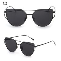 Cat Eye Sunglasses Women Vintage Fashion Metal Frame Mirror Sun Glasses