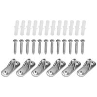 6 Pack Stainless Steel Ceiling Hooks M5 Oval Open Hooks Pad Eye Plate Anchor Screw Wall Mount Hook for Plant Basket