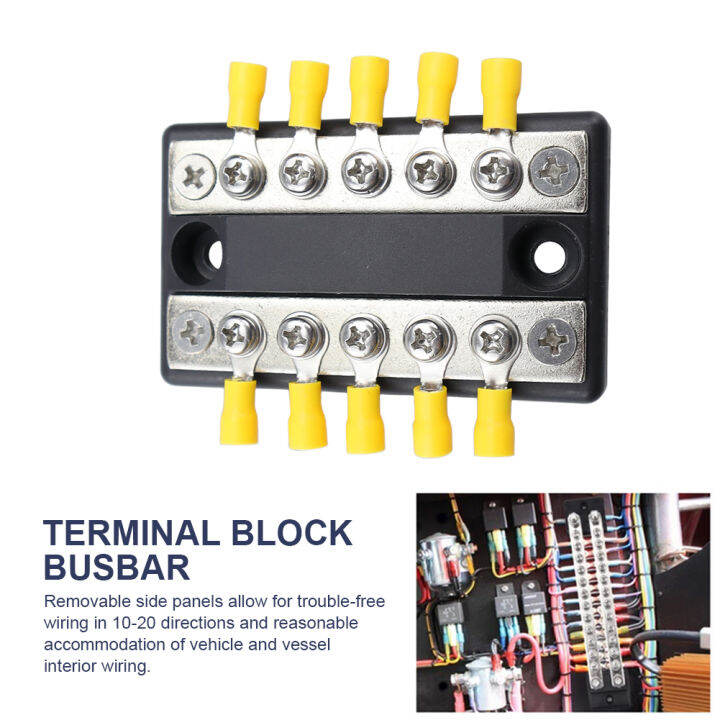 10-Way 20-Way Power Distribution Block 100A Busbar Terminal Block 12 ...