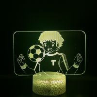 Night Light LED Projector for Kids Captain Tsubasa Atmosphere 3D Neon Desk Lamp RGB Color Football Nightlight with Lava Base