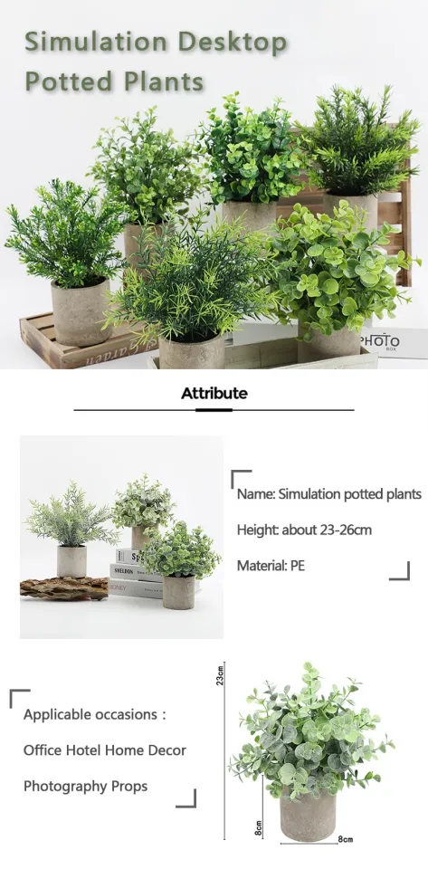 Artificial Potted Plants Eucalyptus Rosemary Desktop Mini Fake ...