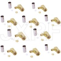 JX 10PCS RF connector SMA connector SMA-JWC-3 SMA Male right angle Crimp for RG58 RG142 LMR195 RG400 RF Wire Coaxial Cable