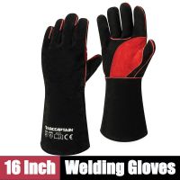 Welding Gloves For Welder Works with Black Palm Welders Thick Cow Split Leather Kitchen Stove Heat Puncture Resistant BBQ Glove