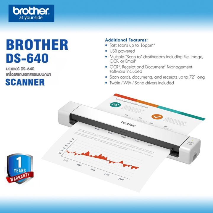 brother-scanner-ds-640-เครื่องสแกนเนอร์-เครื่องสแกนเอกสาร-เครื่องสแกนนามบัตร-รับประกัน-1-ปี