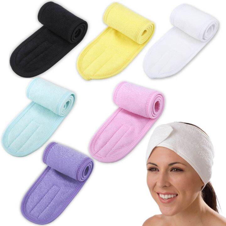 eyelashes-extension-spa-face-headband-wrap-head-terry-cloth-headband-make-up-stretch-towel-with-magic-tape-makeup-accessories-adhesives-tape