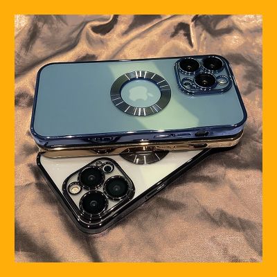 「Enjoy electronic」 Luxury Transparent Plating Logo Hole Case For iPhone 13 Pro Max Silicone Cover For iPhone 11 12 Pro With Camera Lens Protectors