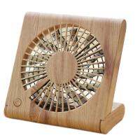 Small Fan Desktop Student Standing Air Cooler Wood Grain Mini Notebook Folding Fan USB Charging