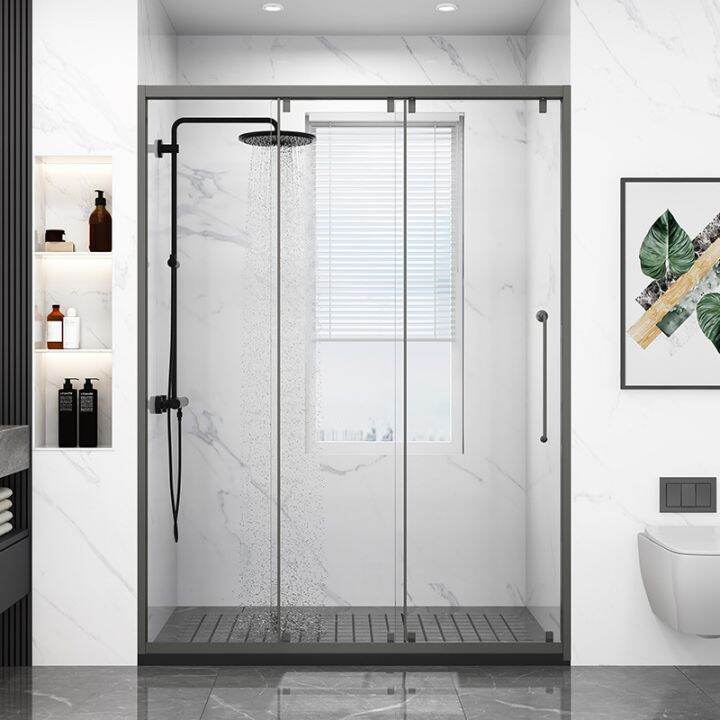 Extremely narrow side three linkage shower room bathroom glass sliding