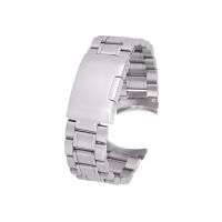 Silver Solid Stainless Steel Links Watch Strap Bent End Clasp 20 mm