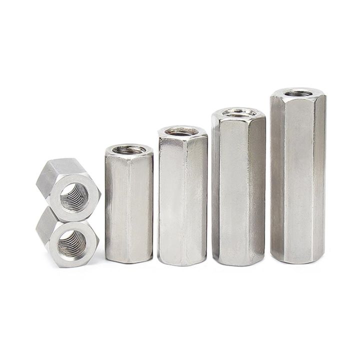 jie-yuan-1-5-10pc-m3-m4-m5-m6-m8-m10-m12-304สแตนเลส-din6334-hexagon-hex-ขยาย-rod-coupling-nut-connector-joint-ท่อ-nut