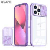 Slide Camera Lens Protection Case For iPhone 15 14 11 12 13 Pro XS Max XR 7 8 Plus SE Soft Bumper Shockproof Clear Hard PC Cover Smartphone Lenses