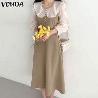 MASHYCHIC VONDA ชุดเดรสแขนยาวแปดส่วนของผู้หญิง (ลำลองเกาหลี)