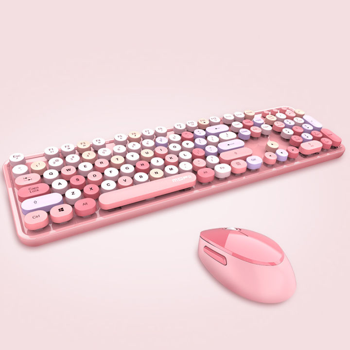 MOFII Skyscraper 2.4G wireless keyboard and mouse SWEET color lipstick ...