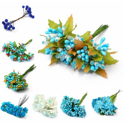 6-144pcs Hybrid Blue Artificial Flower Cherry Stamen Berries Bundle DIY Christmas Wedding Gift Box Wreaths Scrapbook Craft