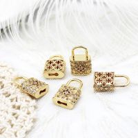 █diy゜18K gold●「1pcs」Golden Micro-Inlaid Three-Dimensional Lock Pendant