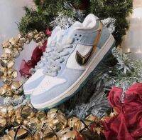 Hot Sale [Original] ΝΙΚΕ Duk- SB- Low Frozen Valentines Day Classic Fashion Casual Sneakers Comfortable Board Shoes Ice Blue White Gold 36-45 {Free Shipping}