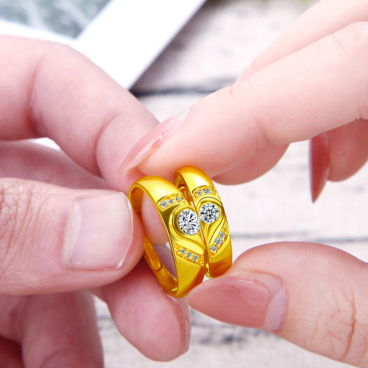 light-amp-z-ทองแหวนแหวนคู่ใจเดียวรูปหัวใจเฉลิมฉลองงานแต่งงานชายและหญิง