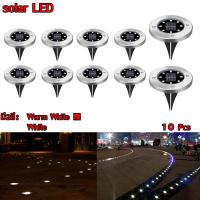 Solar Garden Light 8LED โคมไฟตกแต่งสนามหญ้า ฝังพื้นโซล่าเซลล์พลังงานแสงอาทิตย์ มี2สี（เหลือง-ขาว) - 10 ต้น