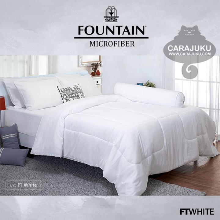 fountain-ชุดผ้าปูที่นอน-ผ้านวม-5-ฟุต-สีขาว-white-ftwhite-ชุด-6-ชิ้น-ฟาวเท่น-ชุดเครื่องนอน-ผ้าปู-ผ้าปูที่นอน-ผ้าปูเตียง