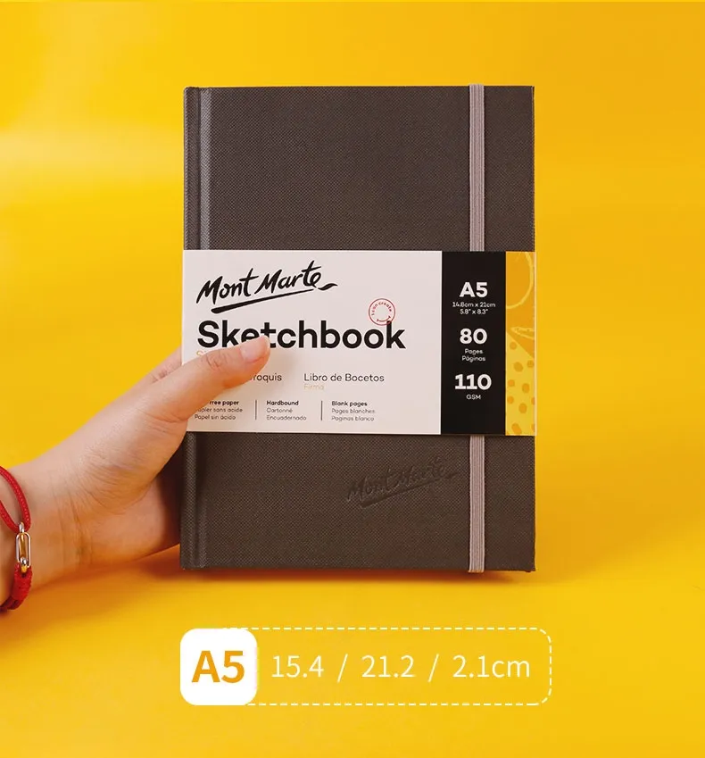 Sketch Book A5 Hard Cover 110gsm 80 Sheets Plain Notebook Blank