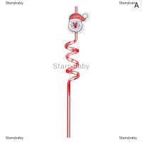 Star หลอดคริสมาสต์แบบเกลียวพลาสติกใช้ซ้ำได้, หลอดดูดสีสันสดใสพร้อมของตกแต่งลายการ์ตูนของขวัญสำหรับเด็กอุปกรณ์งานเลี้ยง