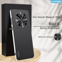 Anteen For Honor Magic 5 Pro เคสกล่องกันกระแทกซิลิโคนสำหรับนักธุรกิจปกป้องกล้องด้วยหนัง PU นิ่ม