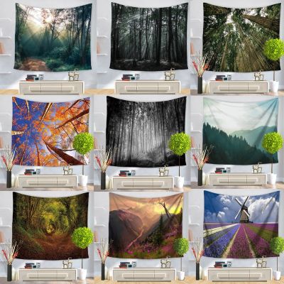 Mandala Wall Hanging Tapestry Natural scenery Forest Art Carpet Blanket Yoga Mat Decorative Tapestry for Home