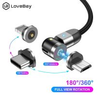 Lovebay สาย USB หัวแม่เหล็ก LED ชนิด C ที่ชาร์จไฟรวดเร็ว USB,ที่ชาร์จแม่เหล็กสายโทรศัพท์ไมโคร USB ชาร์จข้อมูลสำหรับ IPhone11สำหรับ Xiaomi