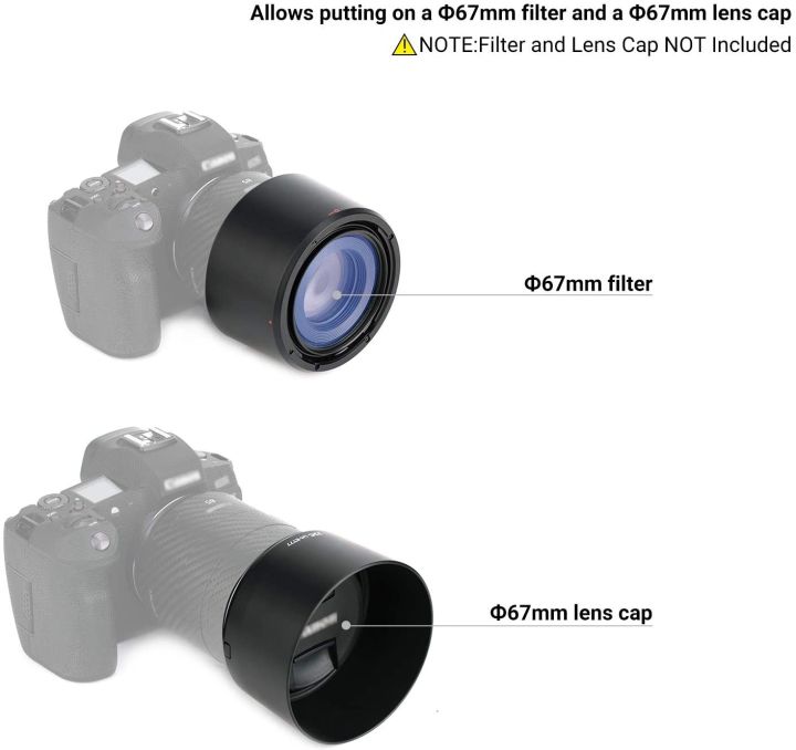 jjc-et-77-lens-hood-for-canon-rf-85mm-f2-macro-is-stm-lens-on-eos-r6-r5-rp-r-ra-c70-camera-fit-with-67mm-filter-amp-67mm-lens-cap