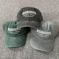 Neighborhood Men S Caps 2024ฤดูร้อนใหม่ญี่ปุ่น Batik Wash NBHD เย็บปักถักร้อยตัวอักษรโค้งหมวกเบสบอลลำลองผู้หญิง Fashion