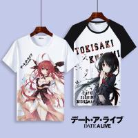 เสื้อยืดแขนสั้นผู้ชายและผู้หญิงเสื้อผ้า Kaus Anime ออกเดทศึก Kurumi Tokisaki Yoshino อนิเมะโลก2D