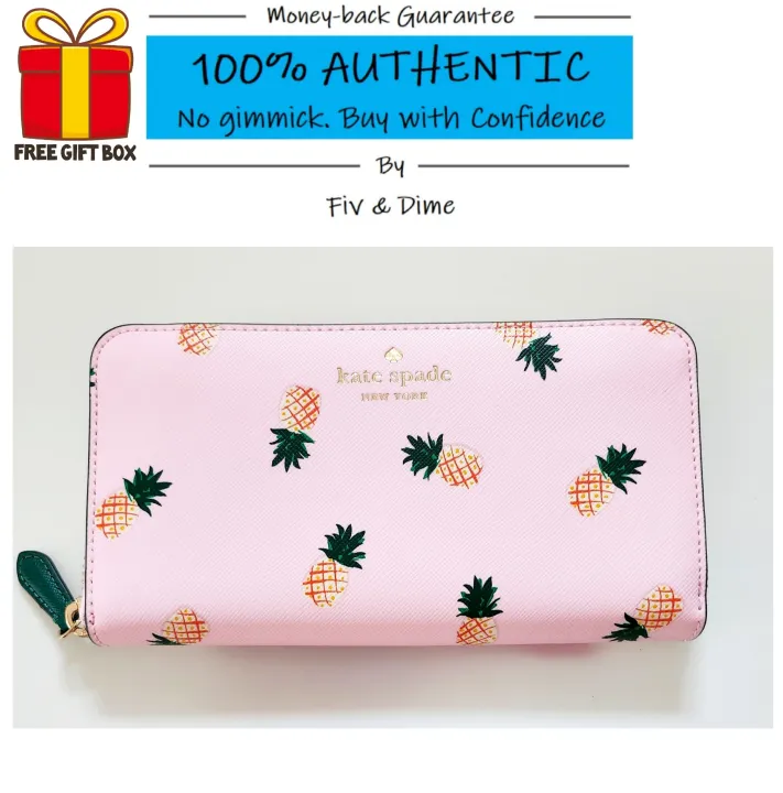 Kate Spade Marlee Pineapple Printed Large Continental Zip Around Wallet  (Comes with Kate Spade Gift Box) | Lazada Singapore