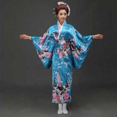 Black Woman Lady Japanese Tradition Yukata Kimono Bath Robe Gown With Obi Flower Vintage Evening Party Dress Cosplay Costume