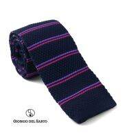 Giorgio Del Sarto Knitted Necktie Blue with Fabric Texture เนคไทไหมพรมสีน้ำเงินมีเท็กเจอร์