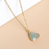 JD Natural Green AventurineAmethyst Necklace Temperament Simple Triangle Pendant Women Necklace Chain Choker Collars