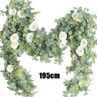 195cm Artificial Flowers Plant Silk Rose Vine Eucalyptus Wedding Flowers Wedding Decoration Table Centerpieces Garden Decoration