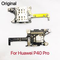 ☾ Original For Huawei P40 Pro SIM Card Reader Holder Slot Flex Ribbon Cable Connector Board With Mic Microphone Flex Cable Ribbon