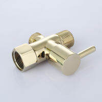 Gold Solid Brass angle valve 78*78*12 T-adapter with Shut-off Valve, 3-way Tee Connector for Handheld Bidet 1516" and G 12